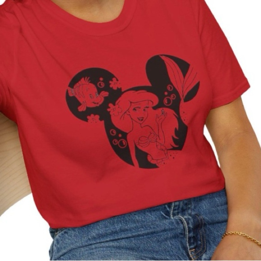 Disney Little Mermaid Ariel & Flounder Short Sleeve Tee Shirt - Unisex